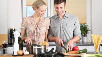 woman, man, kitchen